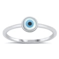 thumbnail image 1 of CHOOSE YOUR COLOR Simulated Mother of Pearl Evil Eye Ring .925 Sterling Silver Band Jewelry Female Size 9, 1 of 4
