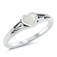 thumbnail image 1 of CHOOSE YOUR COLOR Simulated Mother of Pearl Oxidized Rope Heart Purity Ring Sterling Silver Band Female Size 4, 1 of 4