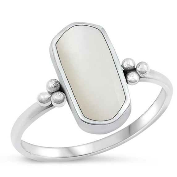 CHOOSE YOUR COLOR Simulated Mother of Pearl Ring .925 Sterling Silver Bali Style Band Jewelry Female Size 6
