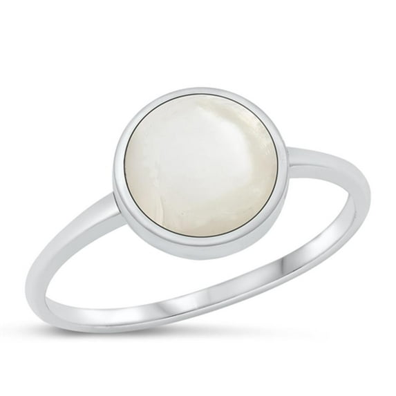 CHOOSE YOUR COLOR Simulated Mother of Pearl Ring .925 Sterling Silver Cocktail Band Jewelry Female Size 9