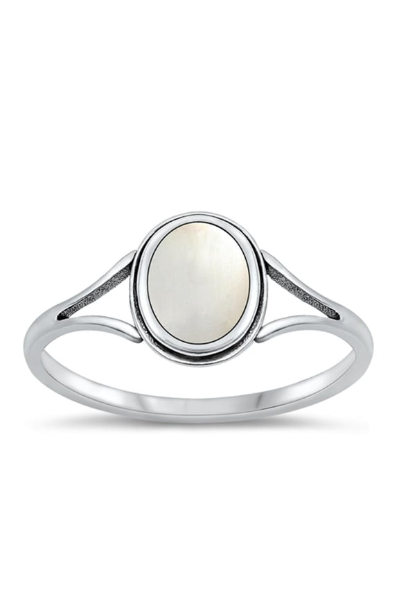 CHOOSE YOUR COLOR Simulated Mother of Pearl Wholesale Oval Ring .925 Sterling Silver Band Female Size 7