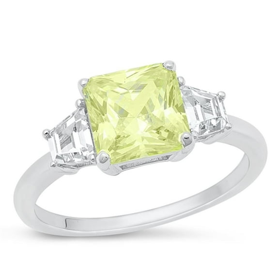 CHOOSE YOUR COLOR Simulated Peridot Cocktail Ring .925 Chic Sterling Silver Band Green CZ Female Size 5
