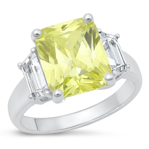 CHOOSE YOUR COLOR Simulated Peridot Cocktail Ring .925 Sterling Silver Band Green CZ Female Size 5