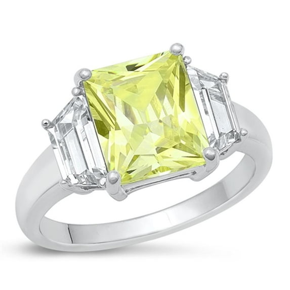 CHOOSE YOUR COLOR Simulated Peridot Cocktail Ring .925 Sterling Silver Band Green CZ Female Size 7