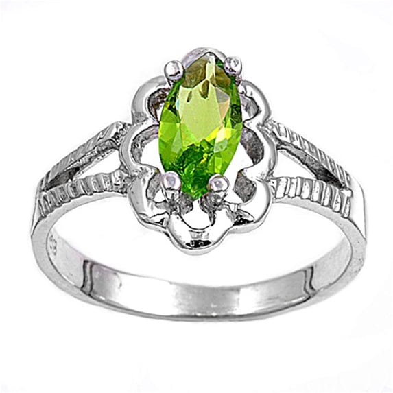 CHOOSE YOUR COLOR Simulated Peridot Elegant Promise Baby Ring .925 Sterling Silver Band Green CZ Female Size 5