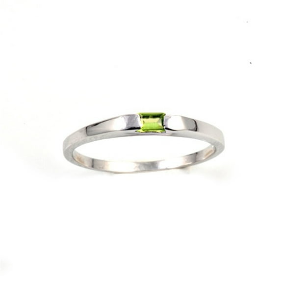 CHOOSE YOUR COLOR Simulated Peridot High Polish Modern Ring .925 Sterling Silver Band Green CZ Female Size 3