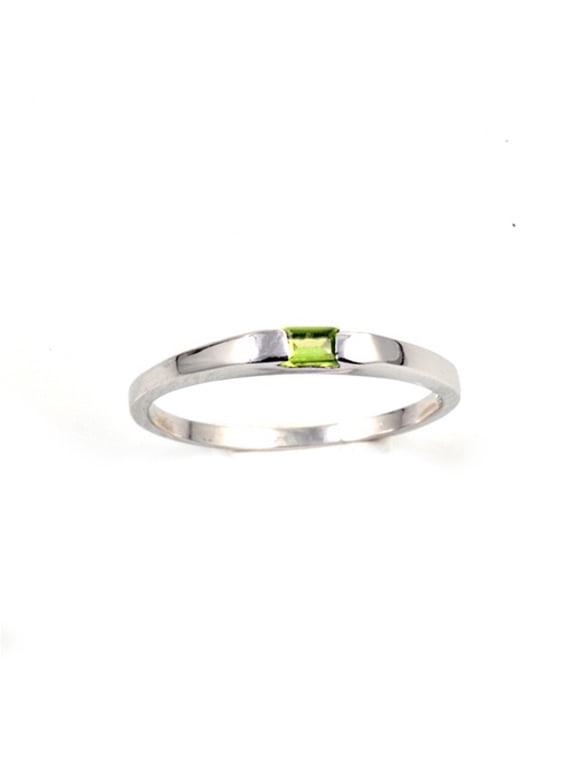 CHOOSE YOUR COLOR Simulated Peridot High Polish Modern Ring .925 Sterling Silver Band Green CZ Female Size 3