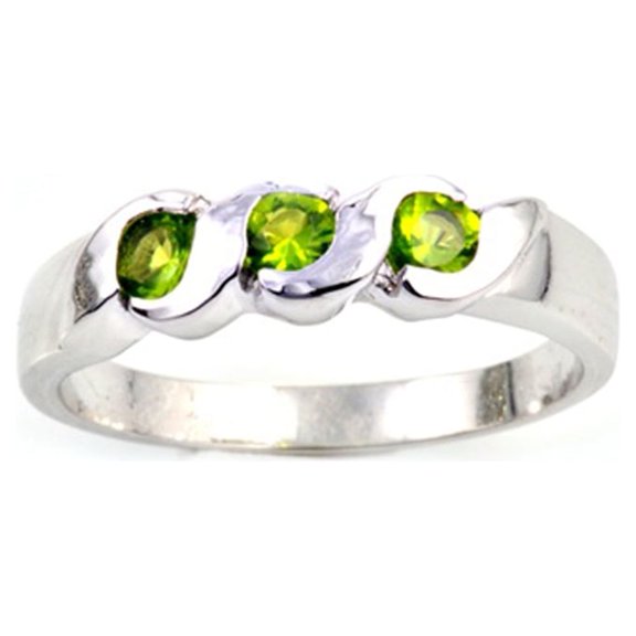 CHOOSE YOUR COLOR Simulated Peridot Swirl Ring .925 Sterling Silver Band Green CZ Female Size 2