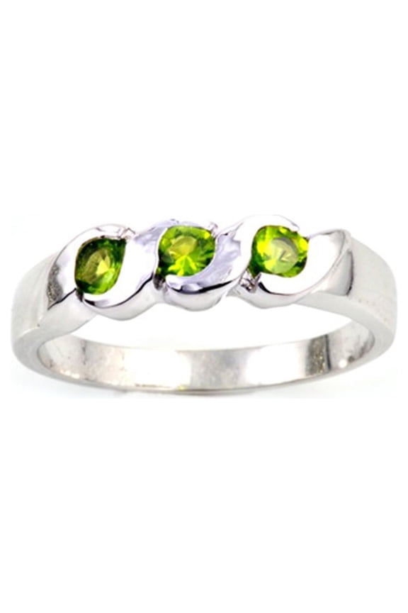 CHOOSE YOUR COLOR Simulated Peridot Swirl Ring .925 Sterling Silver Band Green CZ Female Size 3