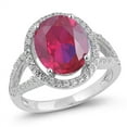 thumbnail image 1 of CHOOSE YOUR COLOR Simulated Ruby Shin Chic Ring .925 Sterling Silver Band Red CZ Female Size 6, 1 of 4