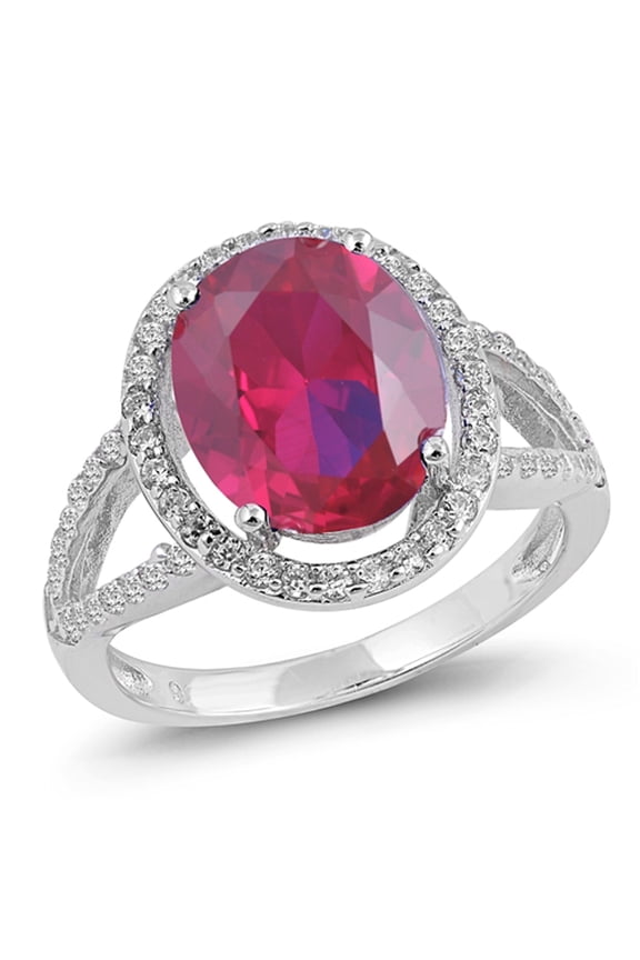 CHOOSE YOUR COLOR Simulated Ruby Shin Chic Ring .925 Sterling Silver Band Red CZ Female Size 8