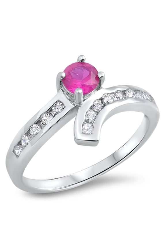 CHOOSE YOUR COLOR Simulated Ruby Swirl Solitaire Ring 925 Sterling Silver Band Red CZ Female Size 6