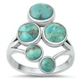 thumbnail image 1 of CHOOSE YOUR COLOR Simulated Turquoise Abstract Cocktail Ring 925 Sterling Silver Band Blue CZ Female Size 7, 1 of 4