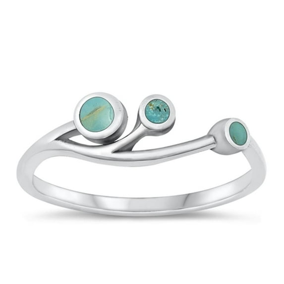CHOOSE YOUR COLOR Simulated Turquoise Abstract Ring .925 Sterling Silver Band Blue CZ Female Size 8