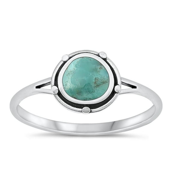 CHOOSE YOUR COLOR Simulated Turquoise Bali Ring .925 Chic Sterling Silver Band Blue CZ Female Size 6