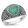 thumbnail image 1 of CHOOSE YOUR COLOR Simulated Turquoise Bali Ring .925 Sterling Silver Chunk Band Blue CZ Female Size 12, 1 of 4