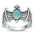 thumbnail image 1 of CHOOSE YOUR COLOR Simulated Turquoise Bat Ring .925 Biker Sterling Silver Band Blue CZ Female Size 9, 1 of 4