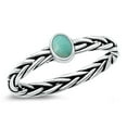 thumbnail image 1 of CHOOSE YOUR COLOR Simulated Turquoise Braided Ring .925 Sterling Silver Band Blue CZ Female Size 10, 1 of 4