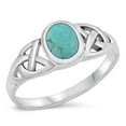 thumbnail image 1 of CHOOSE YOUR COLOR Simulated Turquoise Celtic Solitaire Ring 925 Sterling Silver Band Blue CZ Female Size 4, 1 of 4