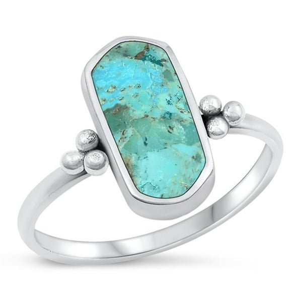 CHOOSE YOUR COLOR Simulated Turquoise Cocktail Ring .925 Sterling Silver Bali Band Blue CZ Female Size 10