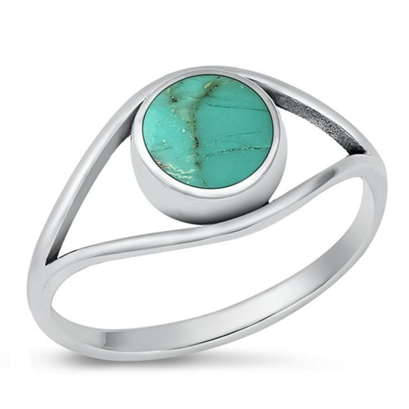 CHOOSE YOUR COLOR Simulated Turquoise Cocktail Ring .925 Sterling Silver Band Blue CZ Female Size 5