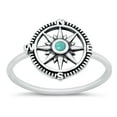 thumbnail image 1 of CHOOSE YOUR COLOR Simulated Turquoise Compass Ring .925 Sterling Silver Band Blue CZ Female Size 10, 1 of 4