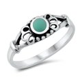 thumbnail image 1 of CHOOSE YOUR COLOR Simulated Turquoise Filigree Flower Cutout Ring .925 Sterling Silver Band Blue CZ Female Size 8, 1 of 4