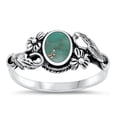 thumbnail image 1 of CHOOSE YOUR COLOR Simulated Turquoise Flower Ring .925 Sterling Silver Leaf Band Blue CZ Female Size 5, 1 of 4