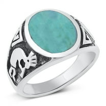 CHOOSE YOUR COLOR Simulated Turquoise Kokopelli Ring .925 Sterling Silver Band Blue CZ Female Size 7