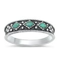 thumbnail image 1 of CHOOSE YOUR COLOR Simulated Turquoise Mid Modern Ring .925 Sterling Silver Band Blue CZ Female Size 10, 1 of 4