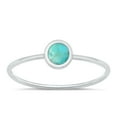 thumbnail image 1 of CHOOSE YOUR COLOR Simulated Turquoise Minimalist Ring .925 Sterling Silver Band Blue CZ Female Size 2, 1 of 4