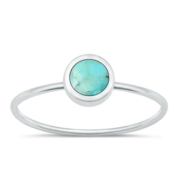 CHOOSE YOUR COLOR Simulated Turquoise Minimalist Ring .925 Sterling Silver Band Blue CZ Female Size 4