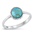 thumbnail image 1 of CHOOSE YOUR COLOR Simulated Turquoise Oval Ring .925 Chic Sterling Silver Band Blue CZ Female Size 5, 1 of 4