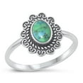 thumbnail image 1 of CHOOSE YOUR COLOR Simulated Turquoise Oxidized Heart Ring .925 Sterling Silver Band Blue CZ Female Size 9, 1 of 4