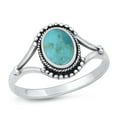 thumbnail image 1 of CHOOSE YOUR COLOR Simulated Turquoise Promise Bali Cocktail Ring .925 Sterling Silver Band Blue CZ Female Size 4, 1 of 4