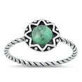 thumbnail image 1 of CHOOSE YOUR COLOR Simulated Turquoise Promise Bali Sun Ring .925 Sterling Silver Band Blue CZ Female Size 7, 1 of 4