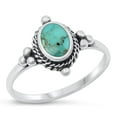 thumbnail image 1 of CHOOSE YOUR COLOR Simulated Turquoise Promise Ring .925 Sterling Silver Vintage Bali Band Blue CZ Female Size 5, 1 of 4