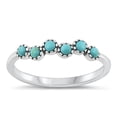 thumbnail image 1 of CHOOSE YOUR COLOR Simulated Turquoise Ring .925 Sterling Silver Bali Band Blue CZ Female Size 7, 1 of 4