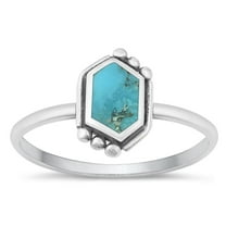 CHOOSE YOUR COLOR Simulated Turquoise Ring .925 Sterling Silver Bali Style Band Blue CZ Female Size 10