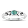 thumbnail image 1 of CHOOSE YOUR COLOR Simulated Turquoise Ring .925 Sterling Silver Bali Style Band Blue CZ Female Size 8, 1 of 4