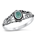 thumbnail image 1 of CHOOSE YOUR COLOR Simulated Turquoise Ring .925 Sterling Silver Boho Band Blue CZ Female Size 8, 1 of 4