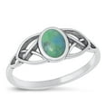 thumbnail image 1 of CHOOSE YOUR COLOR Simulated Turquoise Ring .925 Sterling Silver Celtic Band Blue CZ Female Size 5, 1 of 4