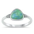 thumbnail image 1 of CHOOSE YOUR COLOR Simulated Turquoise Ring .925 Sterling Silver Chic Band Blue CZ Female Size 9, 1 of 4