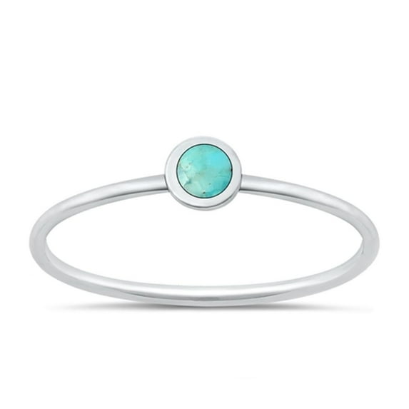 CHOOSE YOUR COLOR Simulated Turquoise Ring .925 Sterling Silver Chic Minimalist Band Blue CZ Female Size 2