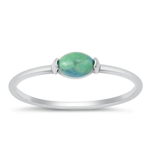 CHOOSE YOUR COLOR Simulated Turquoise Ring .925 Sterling Silver Minimalist Band Blue CZ Female Size 10
