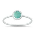 thumbnail image 1 of CHOOSE YOUR COLOR Simulated Turquoise Ring .925 Sterling Silver Minimalist Band Blue CZ Female Size 3, 1 of 4