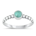 thumbnail image 1 of CHOOSE YOUR COLOR Simulated Turquoise Ring .925 Sterling Silver Round Band Blue CZ Female Size 7, 1 of 4