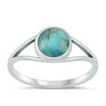 thumbnail image 1 of CHOOSE YOUR COLOR Simulated Turquoise Ring .925 Sterling Silver Round Band Blue CZ Female Size 8, 1 of 4