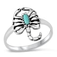 thumbnail image 1 of CHOOSE YOUR COLOR Simulated Turquoise Scorpion Animal Ring .925 Sterling Silver Band Blue CZ Female Size 5, 1 of 4