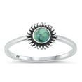 thumbnail image 1 of CHOOSE YOUR COLOR Simulated Turquoise Sun Ring .925 Sterling Silver Flower Band Blue CZ Female Size 8, 1 of 4